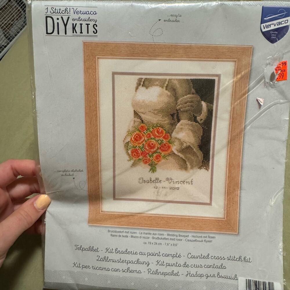 NEW Vervaco Counted CrossStitch Kit Wedding Bouquet 7.6" x 9.6" Cross-Stitch Kit